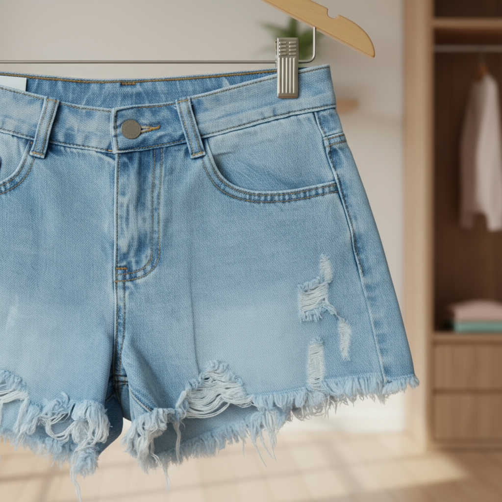 Pantalón Denim Vaquero Desflecado