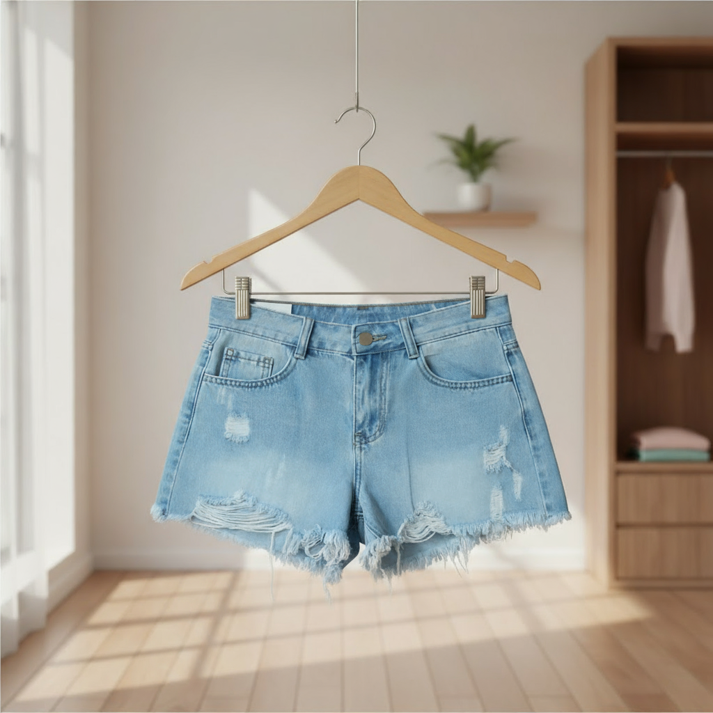 Pantalón Denim Vaquero Desflecado
